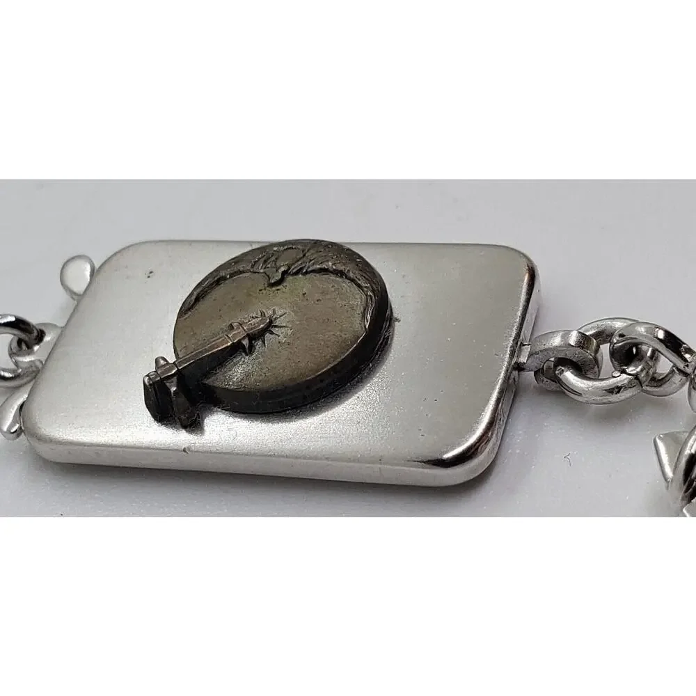 Vintage Keychain Moon Landing Space rocket 60s 70s Anson Twin lock Comical FOB